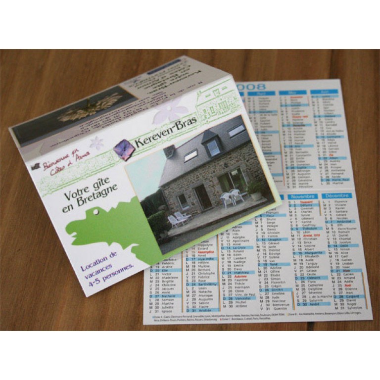 Calendrier de poche, calendriers personnalisés
